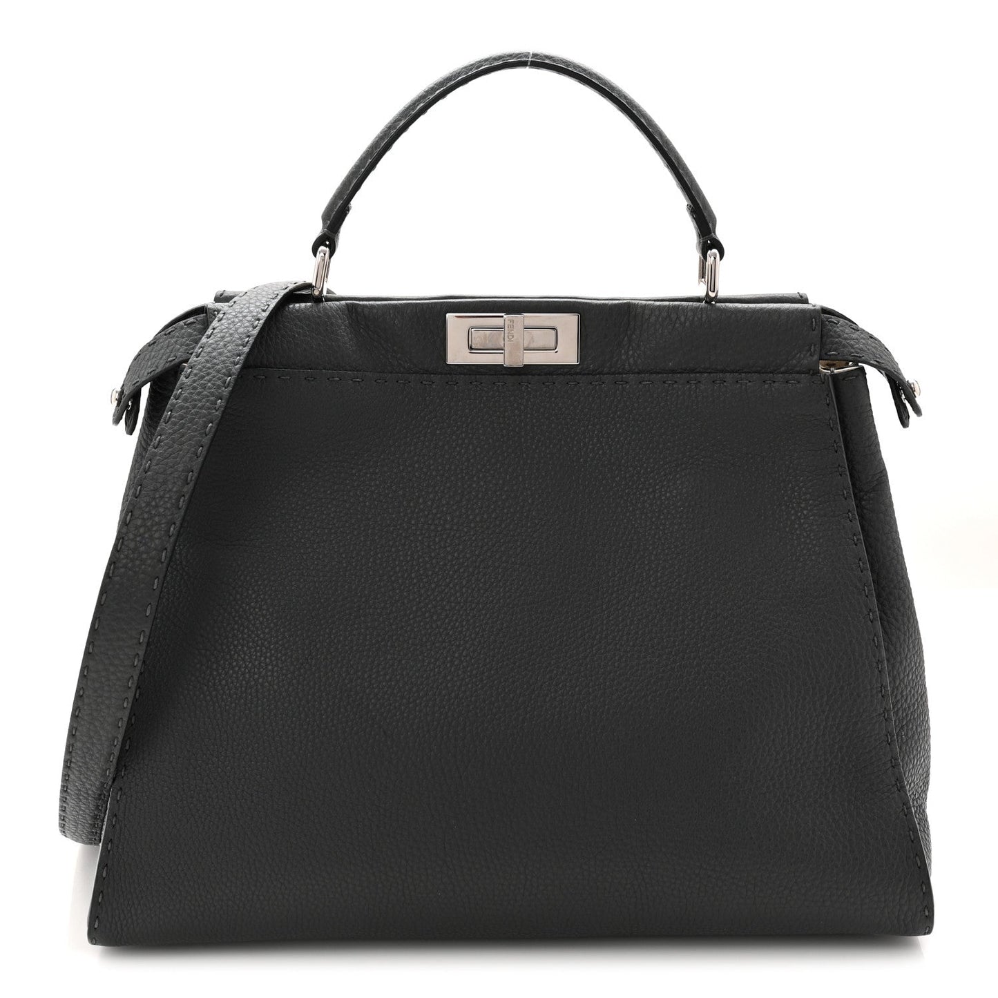 Cuoio Romano Selleria Bi-Color Large Peekaboo Iconic Satchel Asfalto Latte