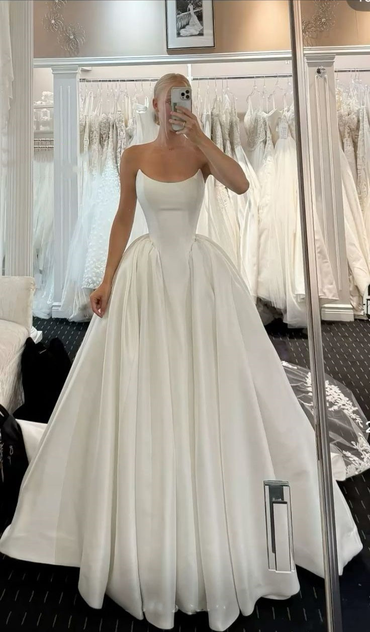 formaldressy-White Satin Long Wedding Dress gh6276