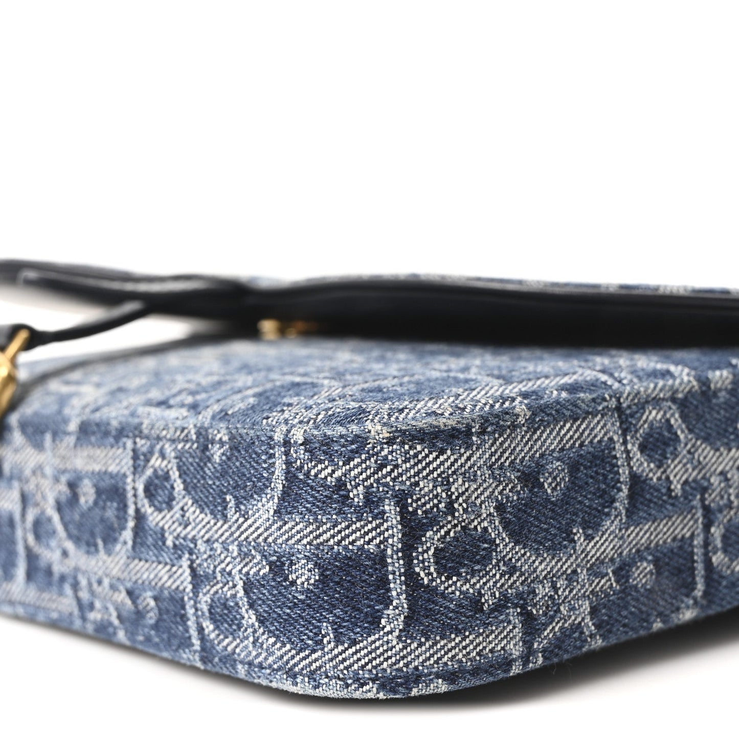 Oblique Denim Saddle Chain Long Wallet Blue