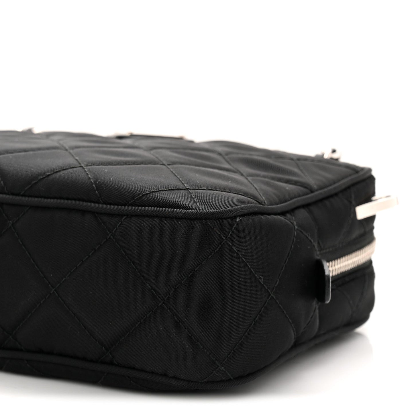 Nylon Tessuto Impuntu Quilted Bandoliera Crossbody Bag Black