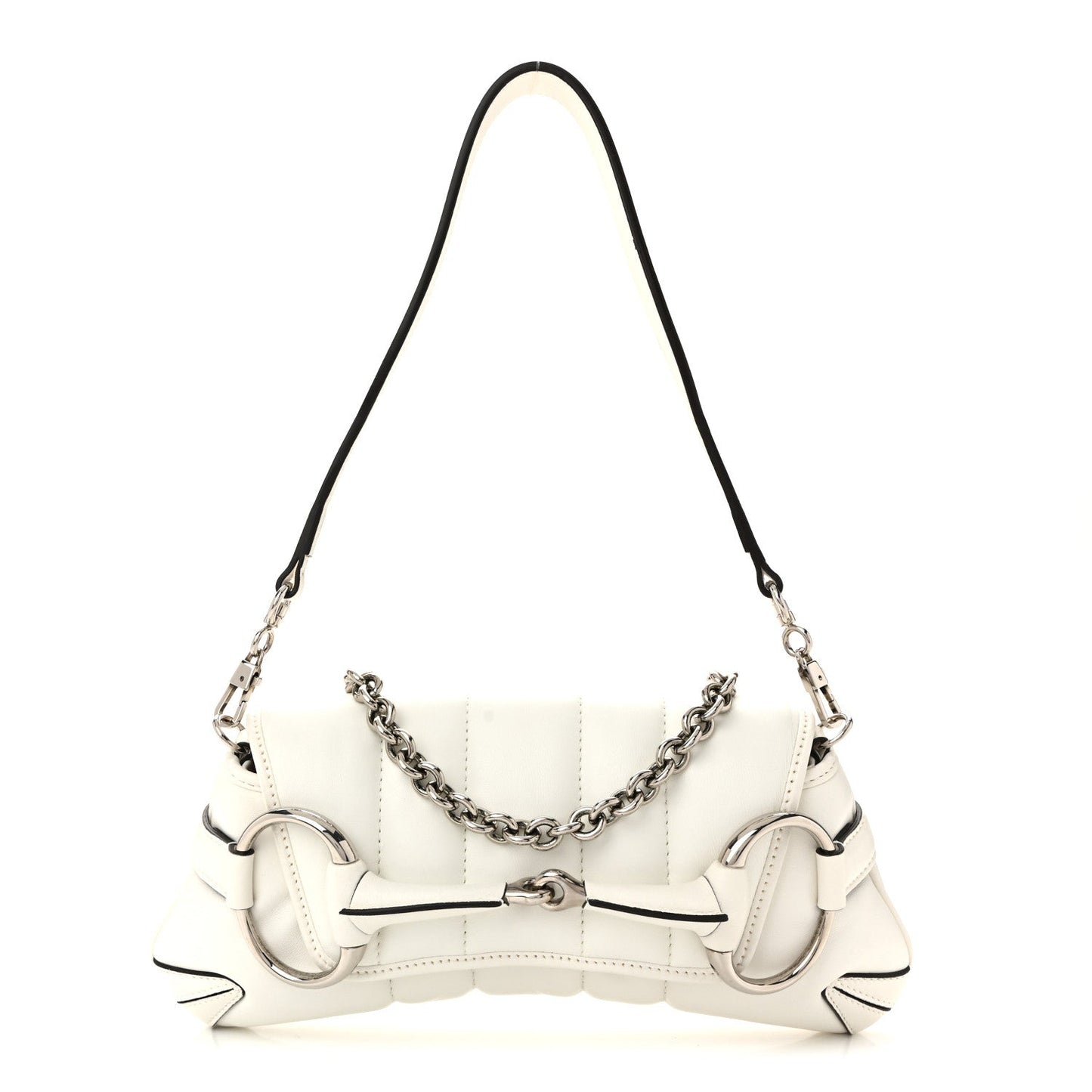 Nappa Vertical Matelasse Small Maxi Horsebit Chain Shoulder Bag Great White