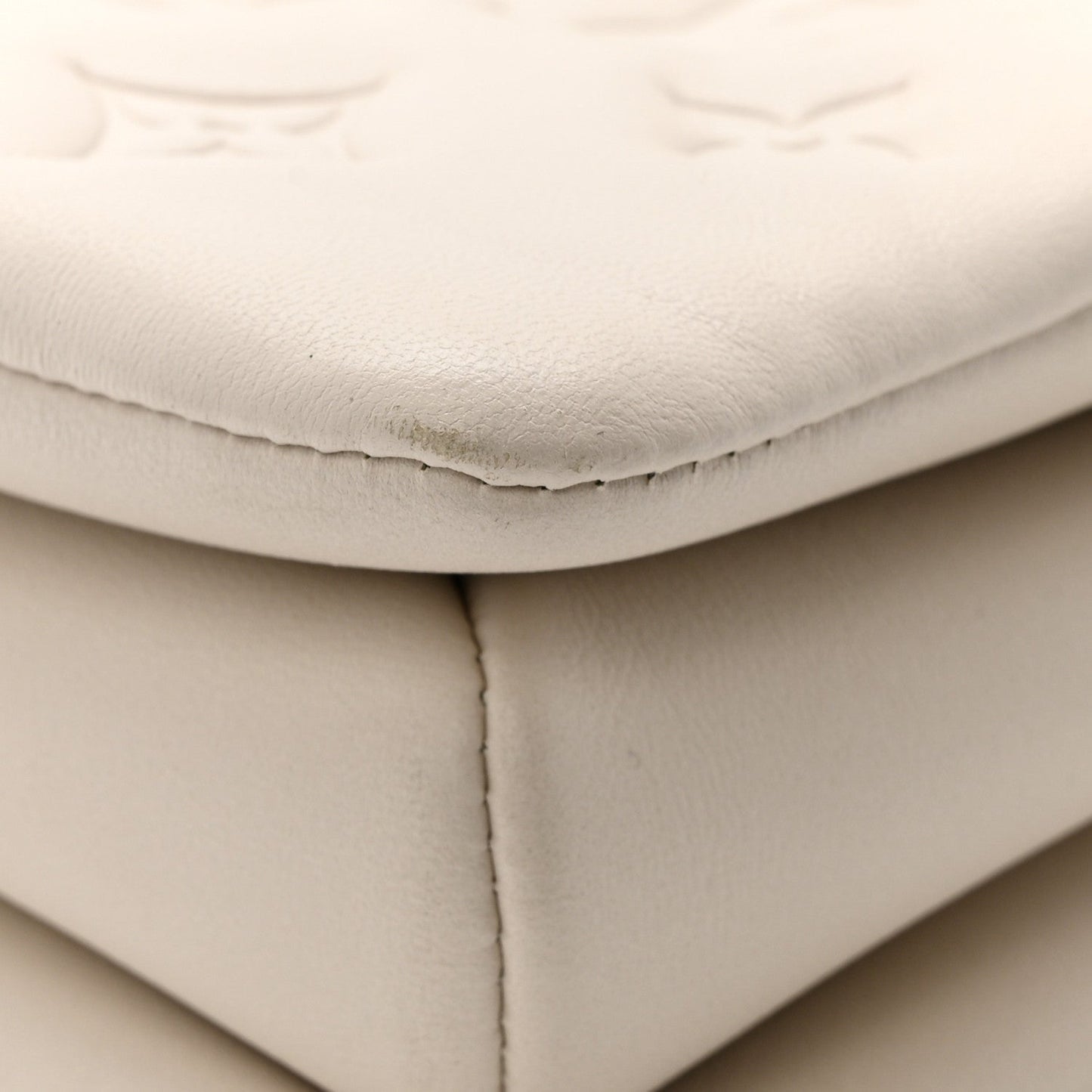 Lambskin Embossed Monogram Coussin PM Beige Cream