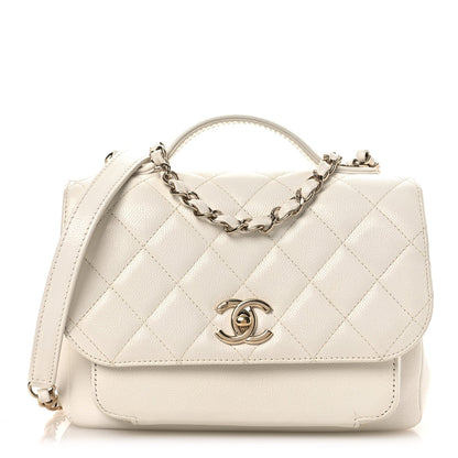 Caviar Quilted Medium Business Affinity Flap White