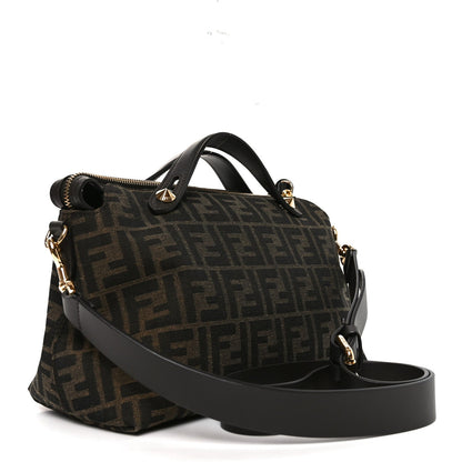Vitello Grace Jacquard FF Medium By The Way Boston Bag Tobacco Moro Ebano