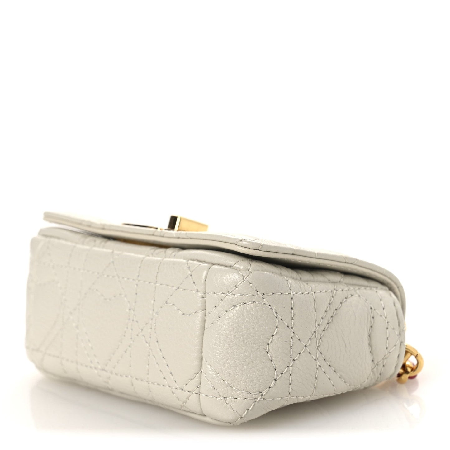 Calfskin Heart Cannage Dioramour Micro Bag Latte