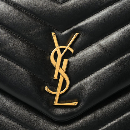 Calfskin Y Quilted Monogram Medium Loulou Chain Satchel Black