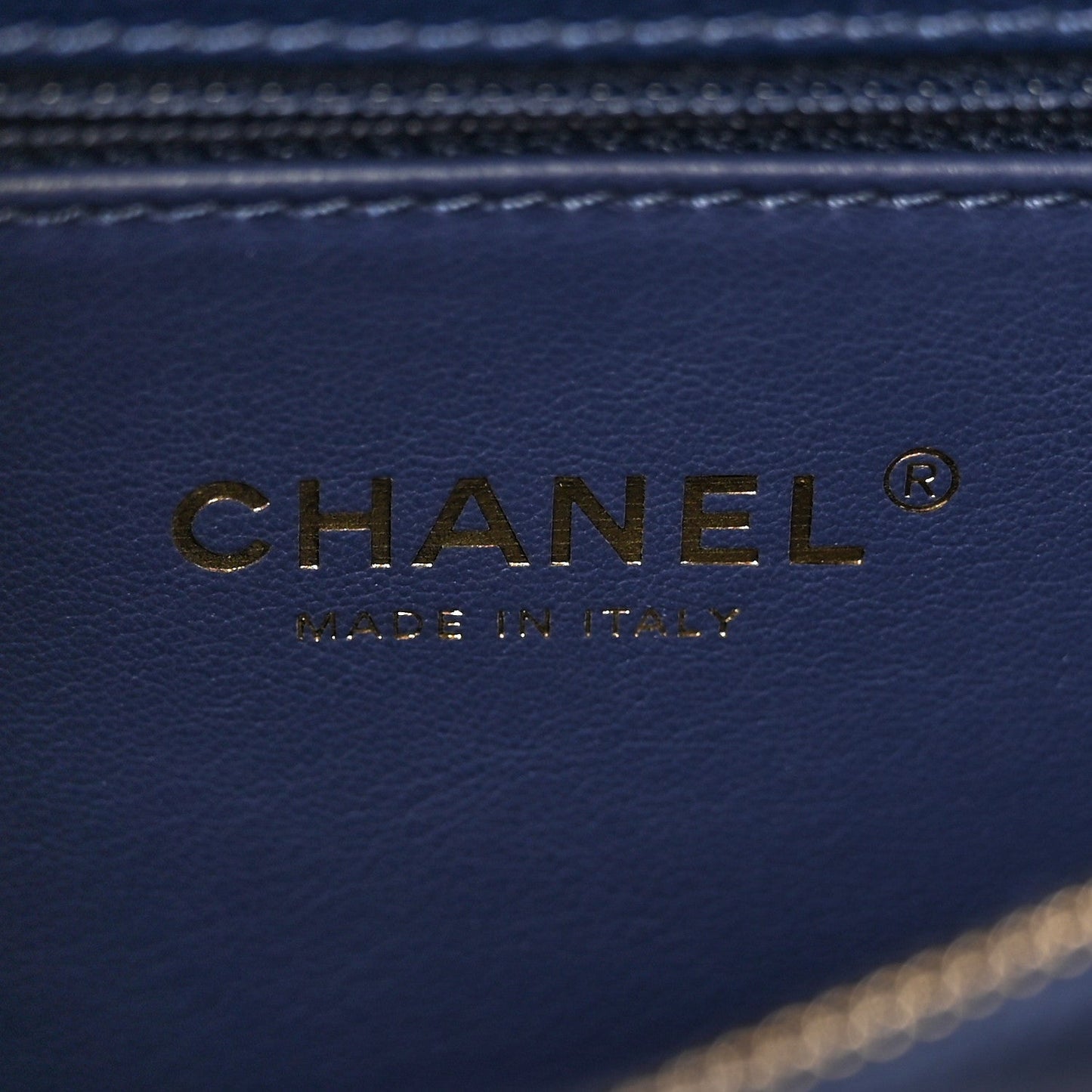 Caviar Quilted Small Coco Chain Handle Flap Navy Blue
