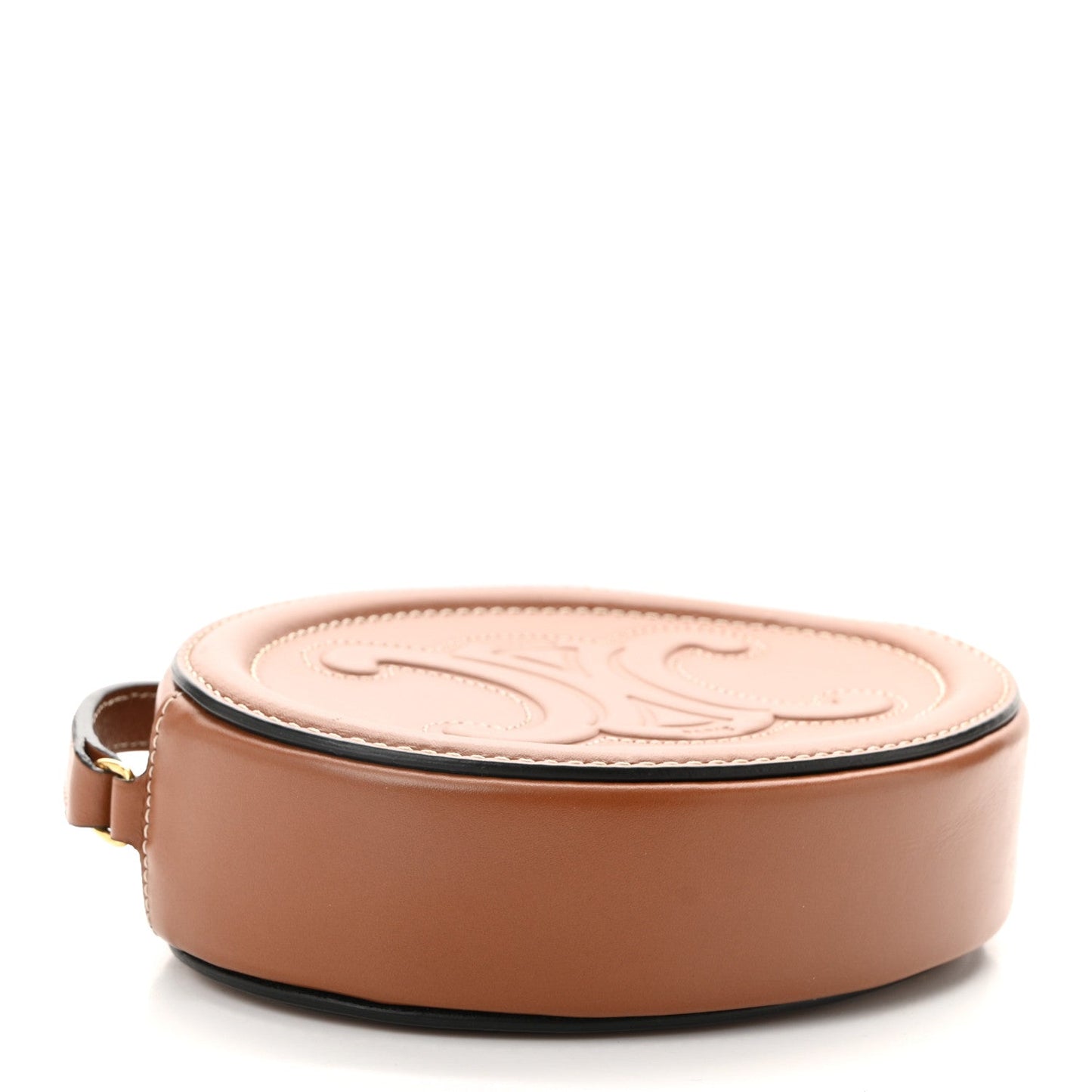 Calfskin Cuir Small Triomphe Oval Crossbody Purse  Tan