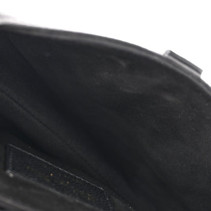 Grained Calfskin Mini Saddle Bag Black