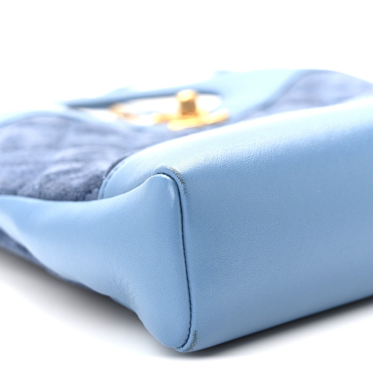 Calfskin Suede Quilted Mini 31 Shopping Bag Blue