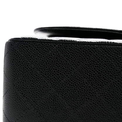 Caviar Quilted Jumbo Double Flap Black