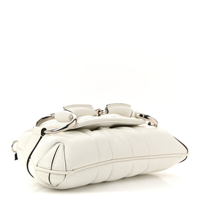 Nappa Vertical Matelasse Small Maxi Horsebit Chain Shoulder Bag Great White