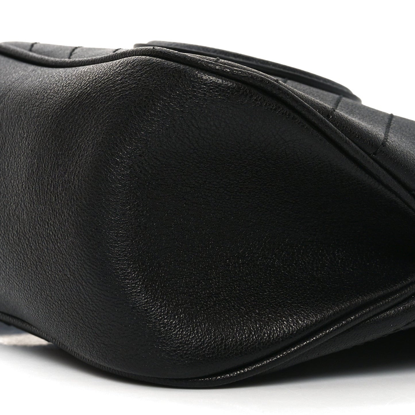 Sakai Be Green Calfskin Diagonal Stitched Mini Blondie Bucket Bag Black