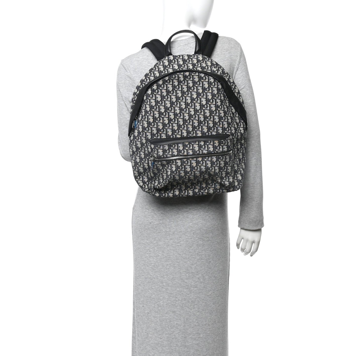 Oblique Calfskin Rider Backpack Beige Black