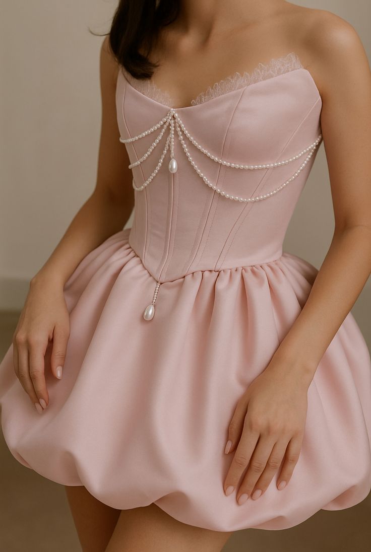 formaldressy--Pink Exquisite Beaded Short Satin Homecoming Dress Birthday Party Dress gh5464