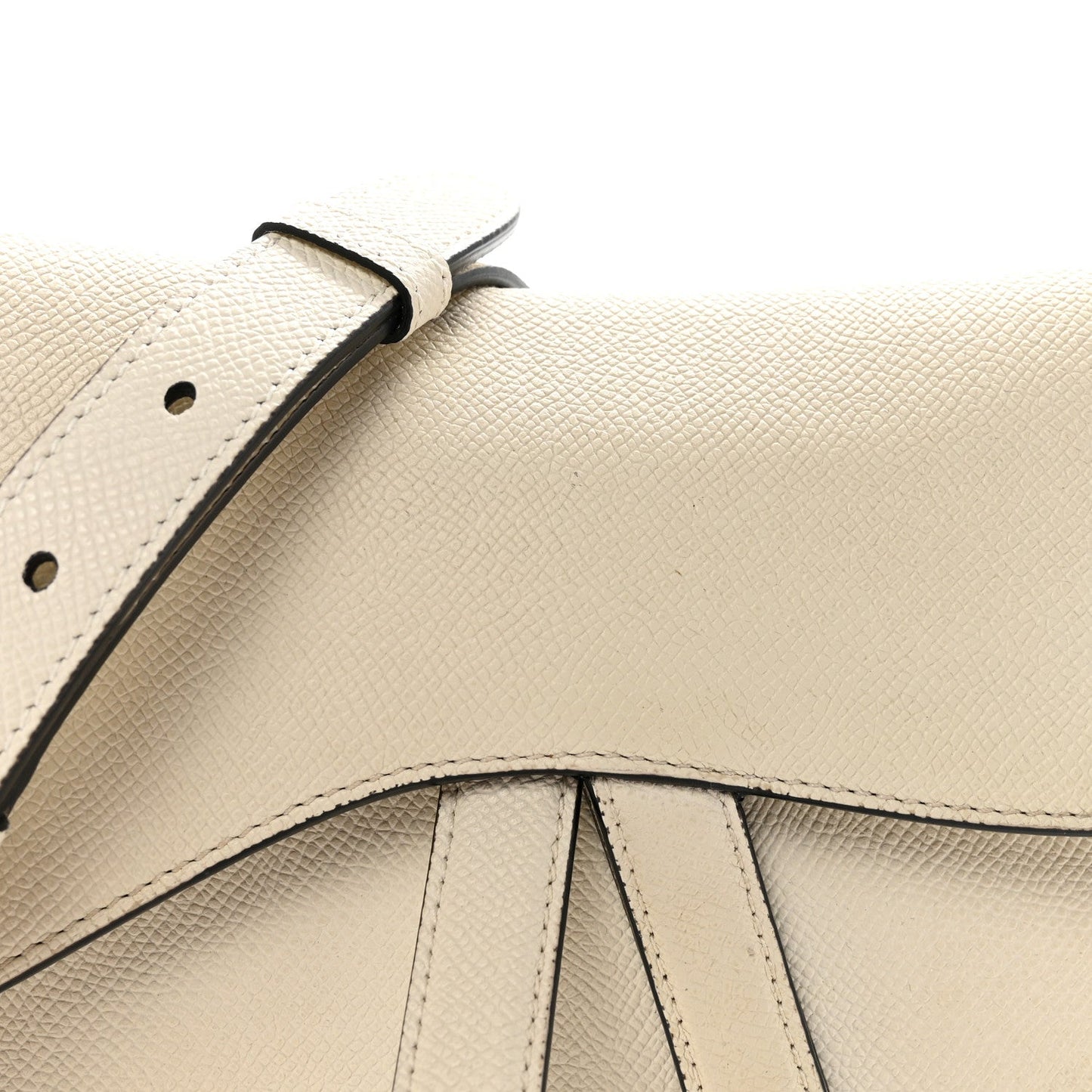 Grained Calfskin Saddle Bag With Strap Latte