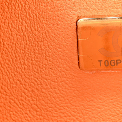 Caviar Quilted Rainbow CC Small Double Flap Orange