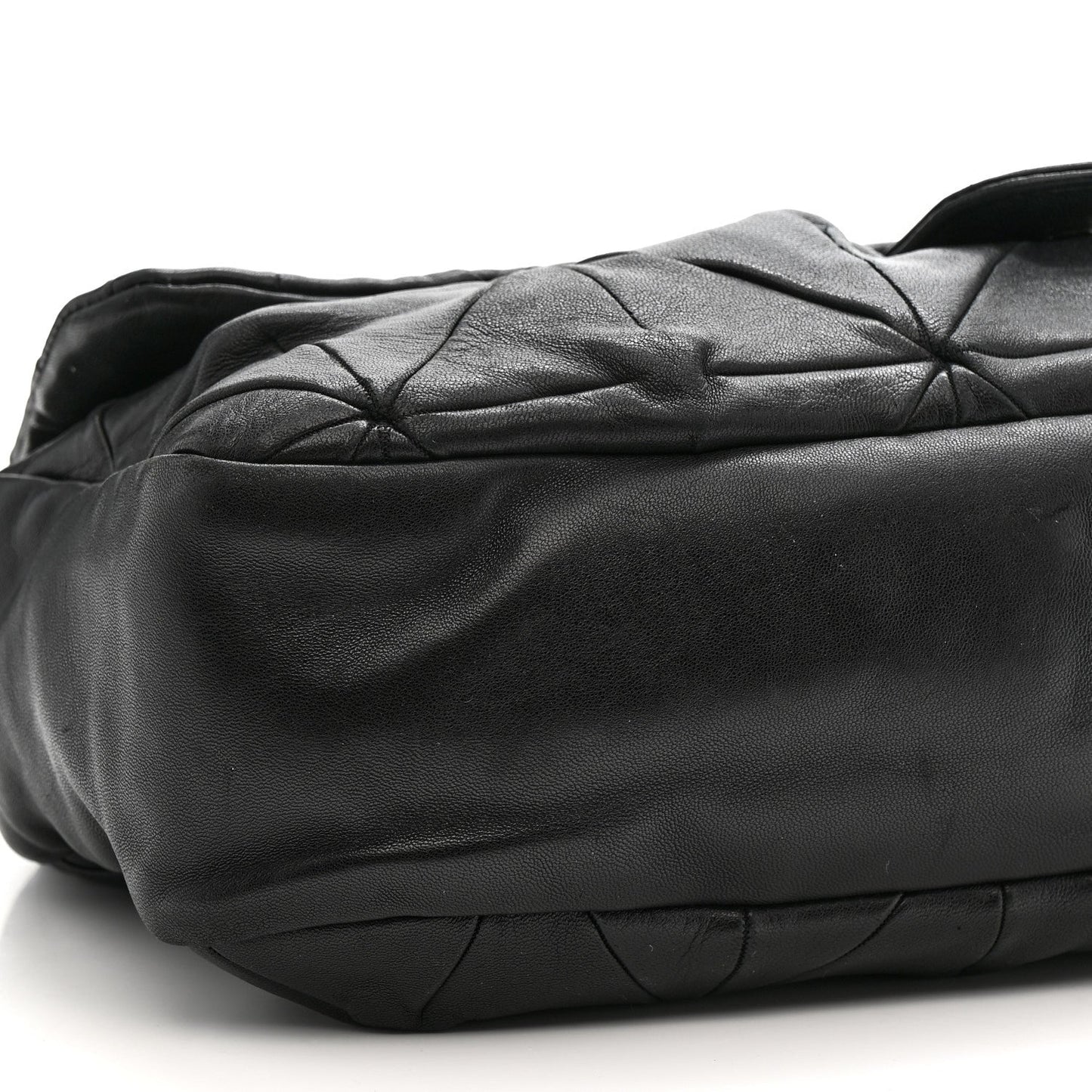 Lambskin Quilted Soft Squares Origami Flap Black