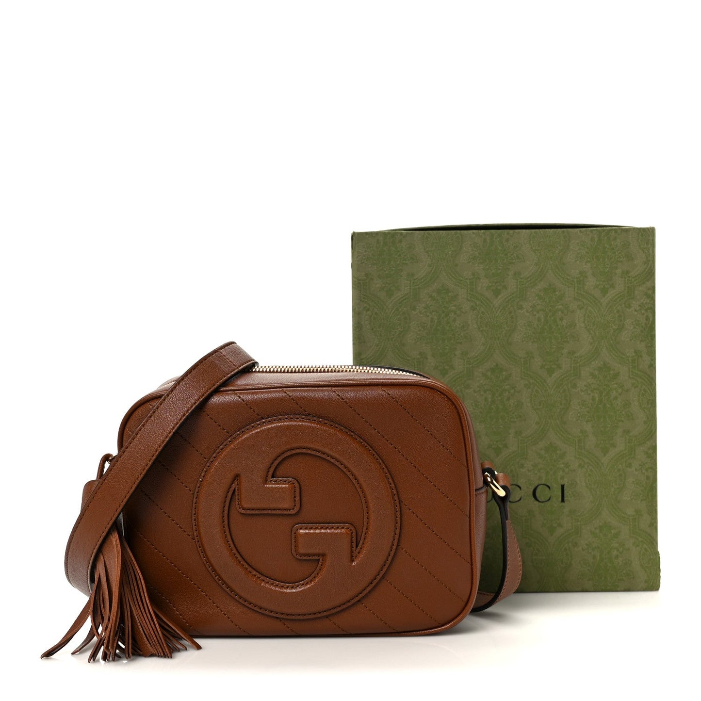 Sakai Be Green Calfskin Diagonal Stitched Small Blondie Shoulder Bag Cuir