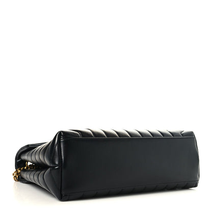 Calfskin Y Quilted Monogram Medium Loulou Chain Satchel Black