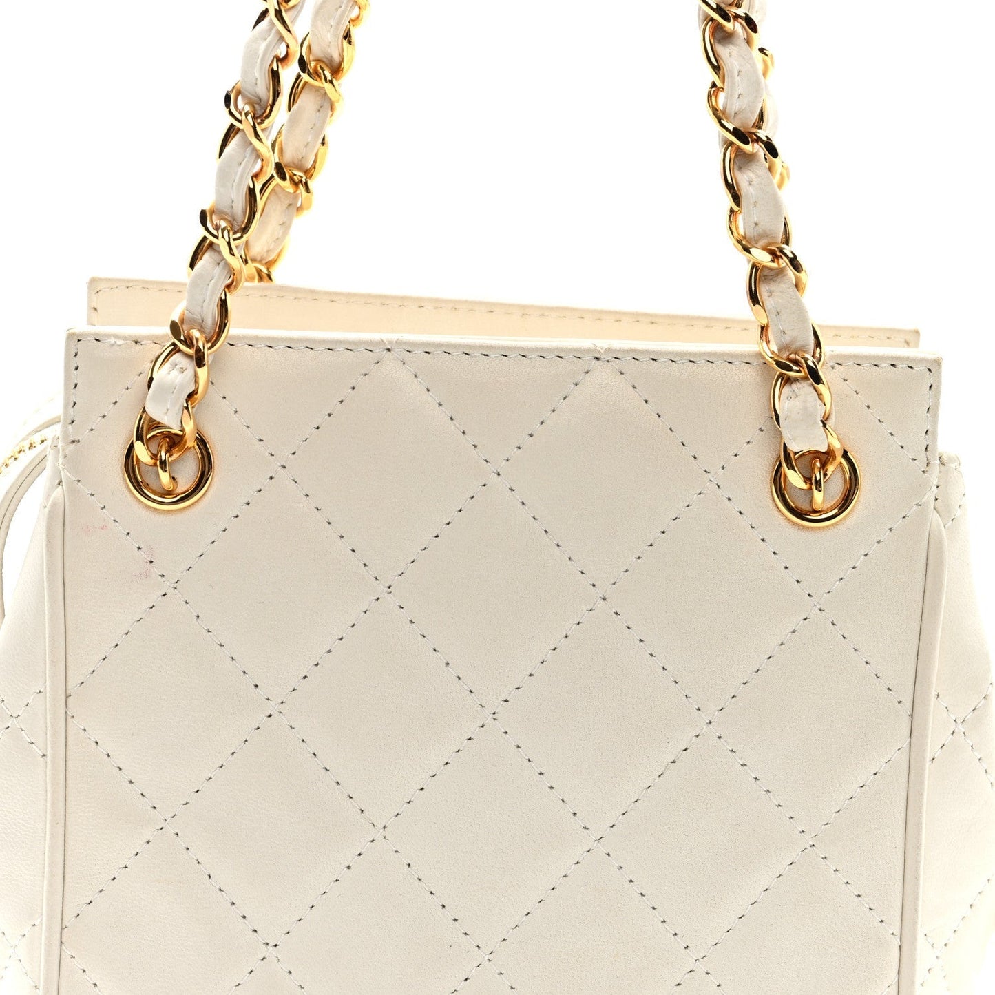 Lambskin Quilted Shoulder Bag White
