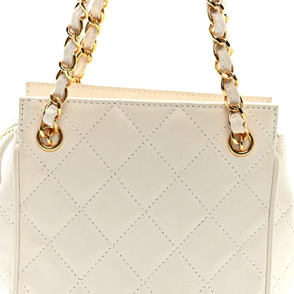 Lambskin Quilted Shoulder Bag White