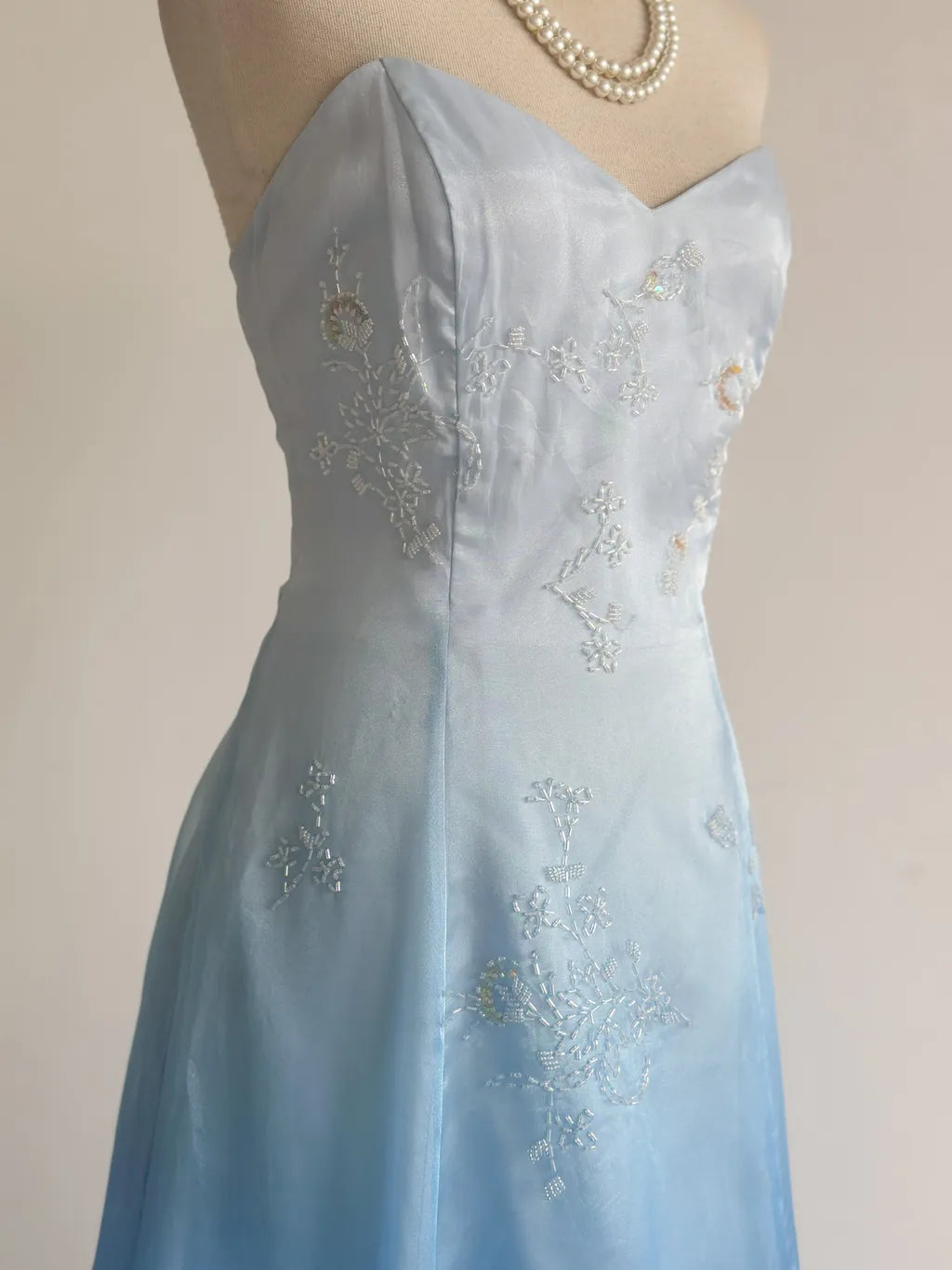 formaldressy--Blue and white exquisite floral fashion gradient tube top long floor-length ball gown graduation dress gh5515