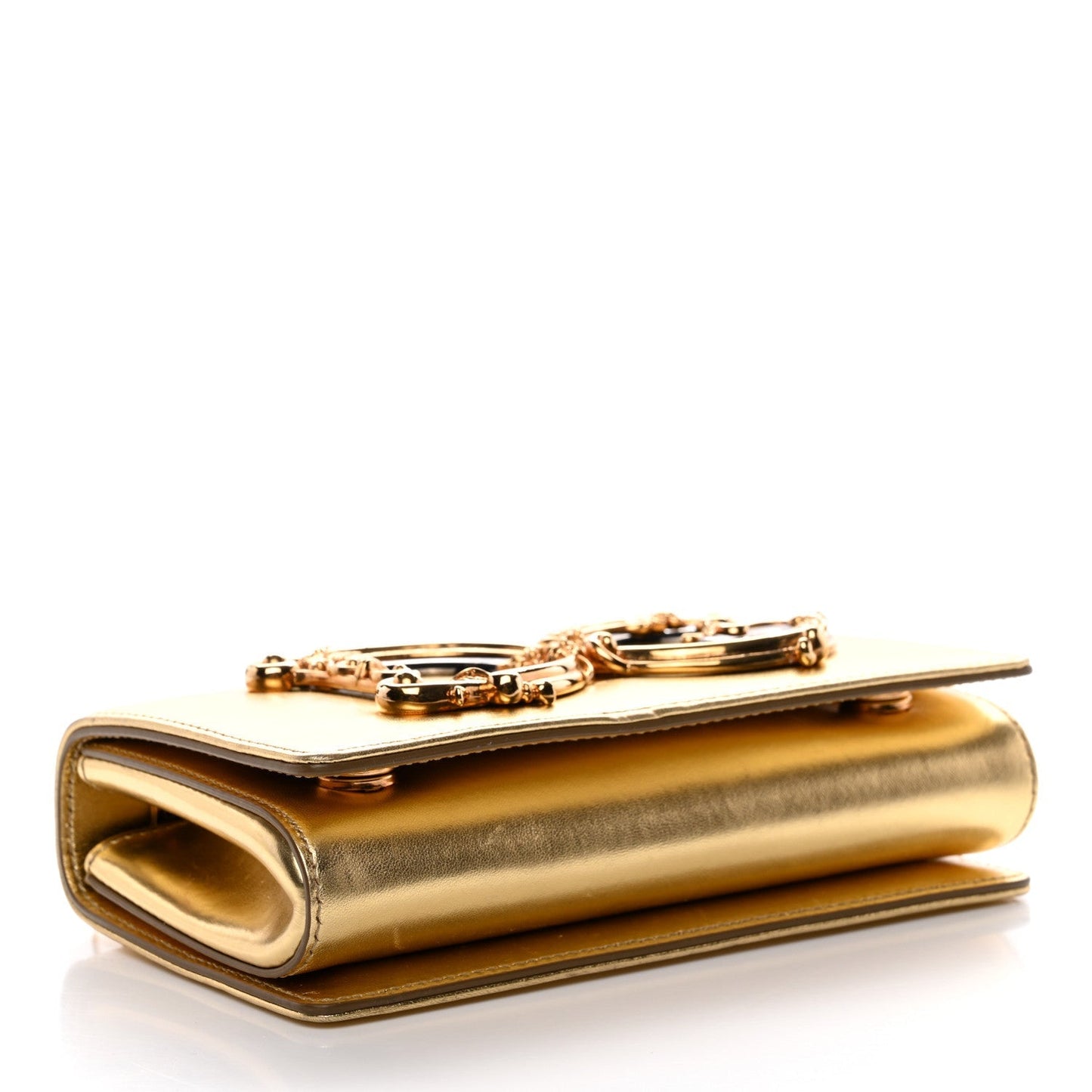Metallic Calfskin DG Girls Shoulder Bag Gold