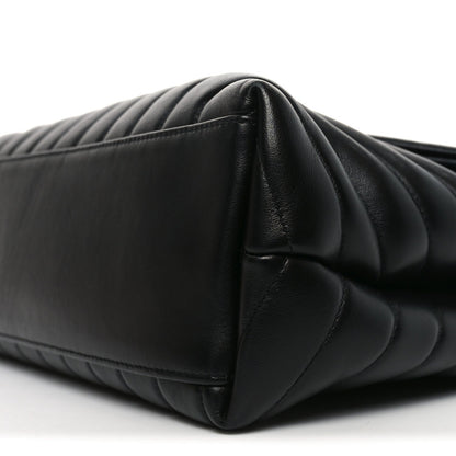 Calfskin Y Quilted Monogram Medium Loulou Chain Satchel Black