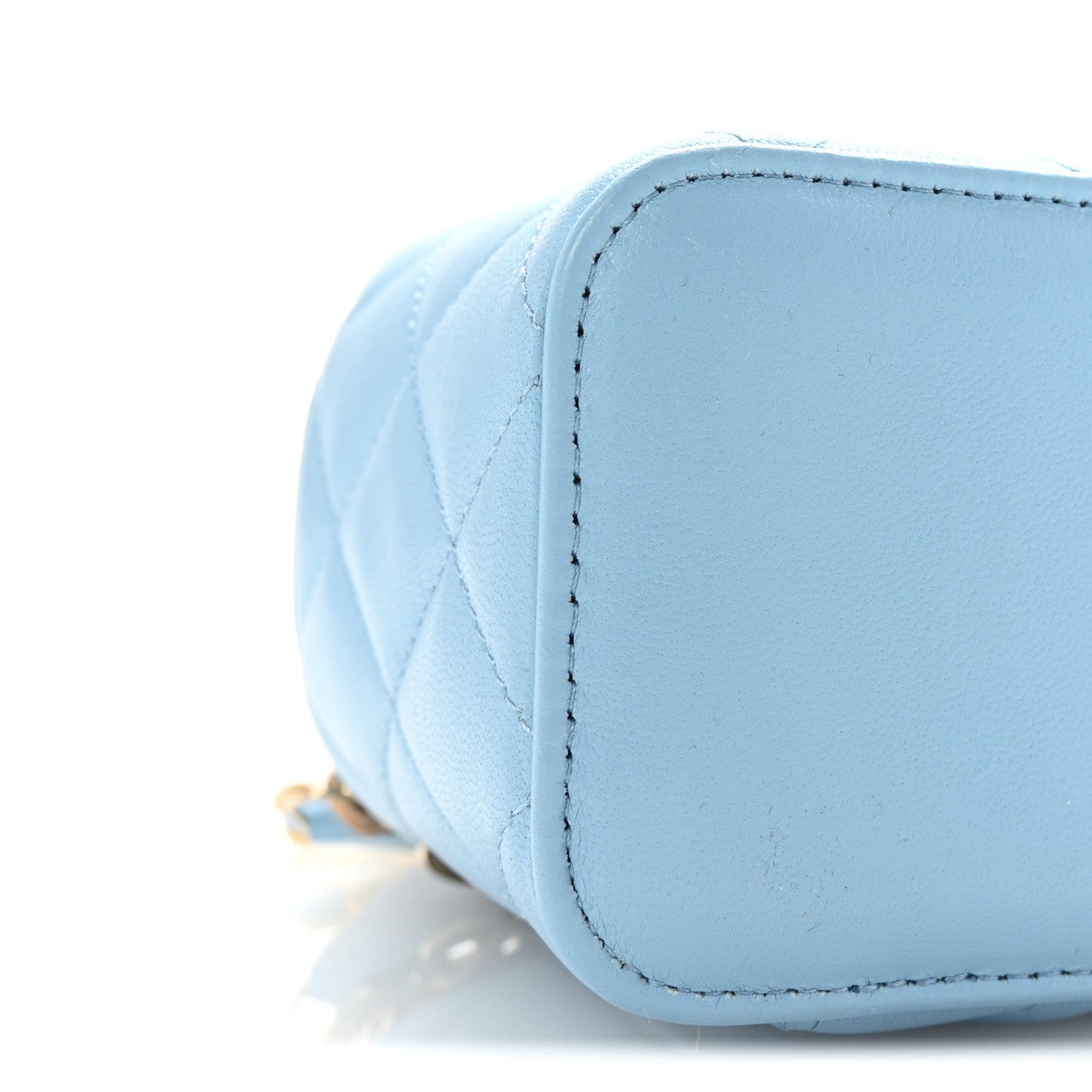 Lambskin Quilted Pearl Crush Mini Vanity Case With Chain Light Blue