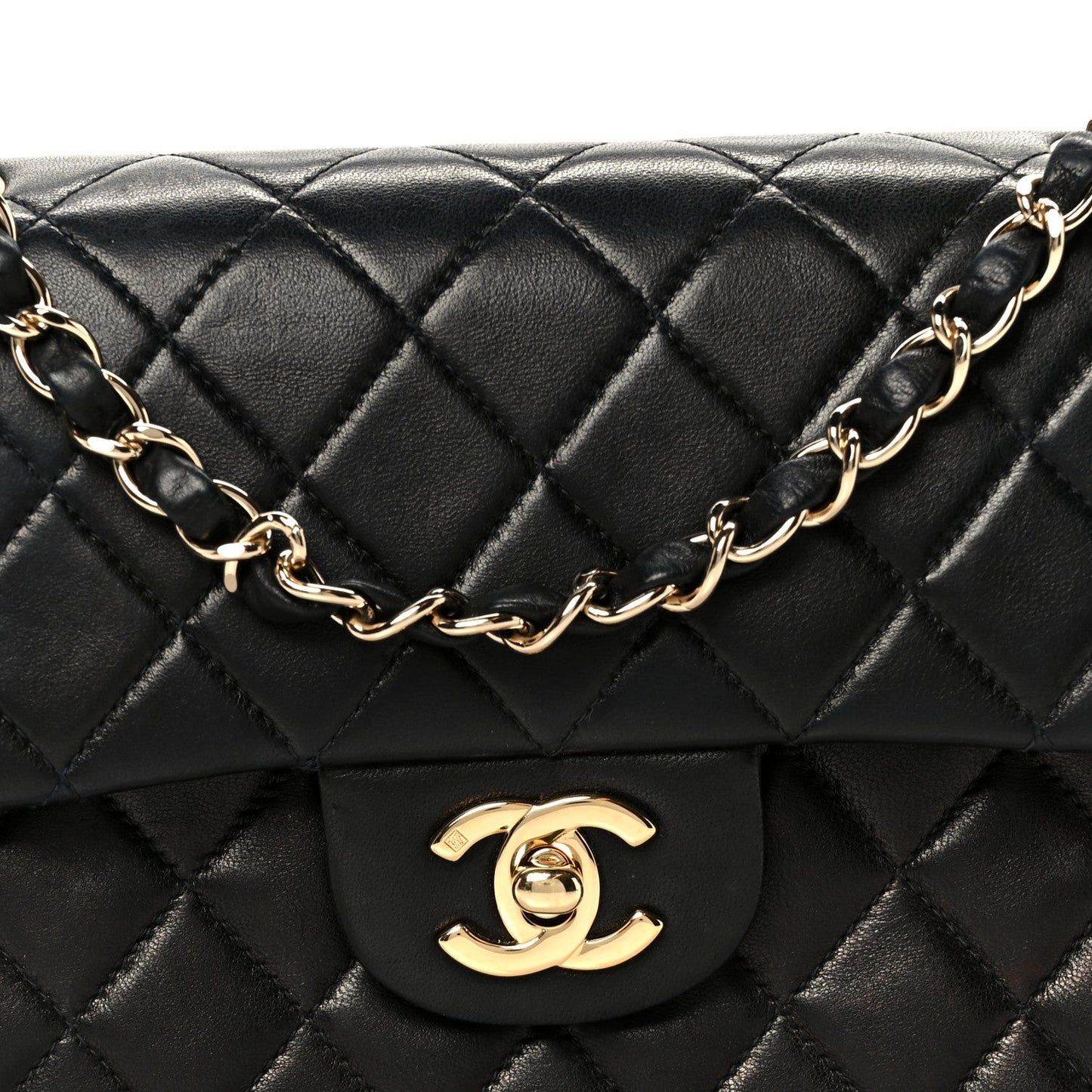 Lambskin Quilted Small Double Flap Black