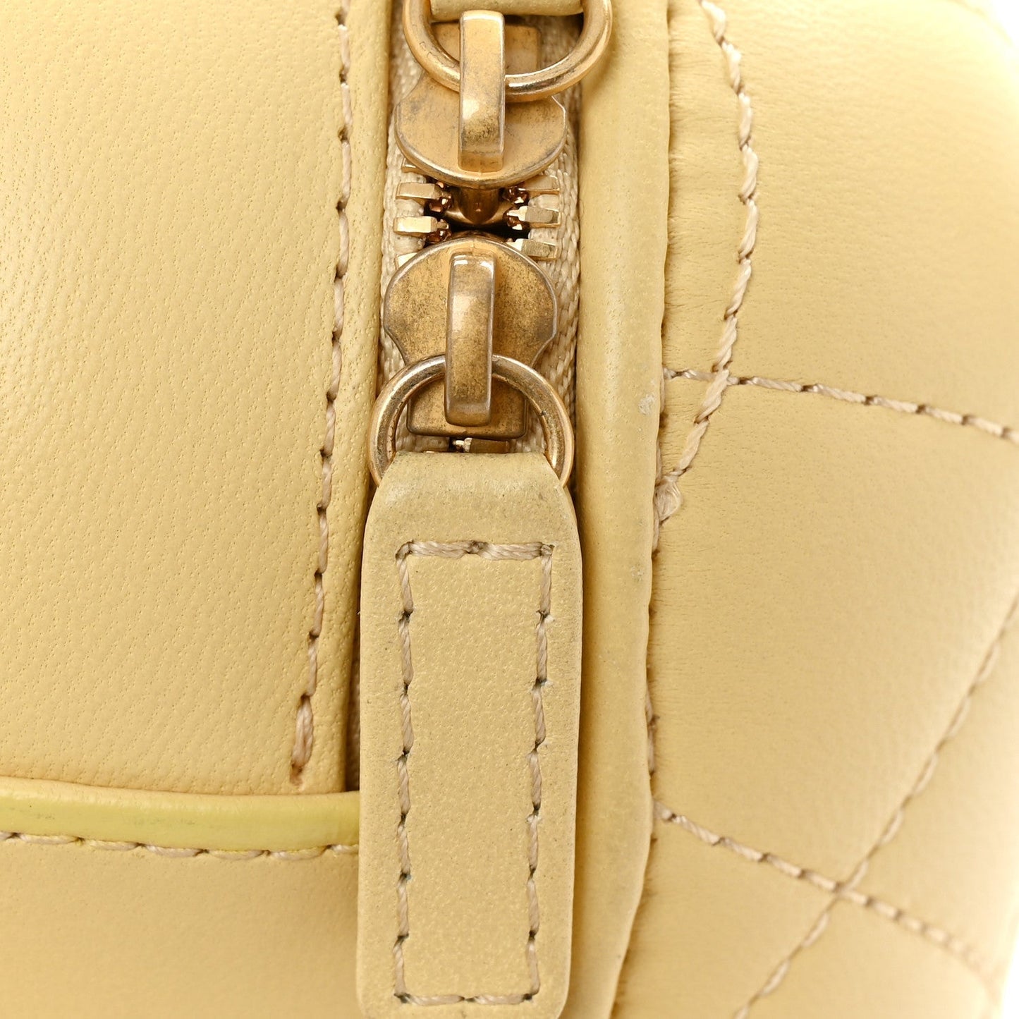 Lambskin Quilted CC Bubble Vanity Case With Chain Light Yellow