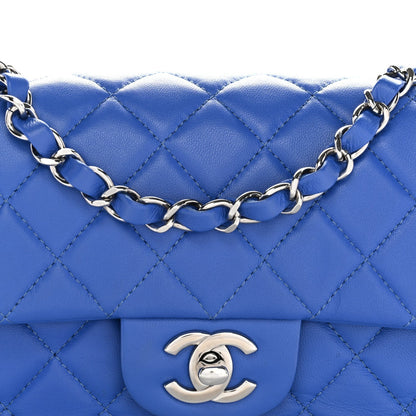 Lambskin Quilted Mini Rectangular Flap Blue