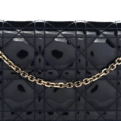 Patent Cannage Lady Dior Clutch Blue