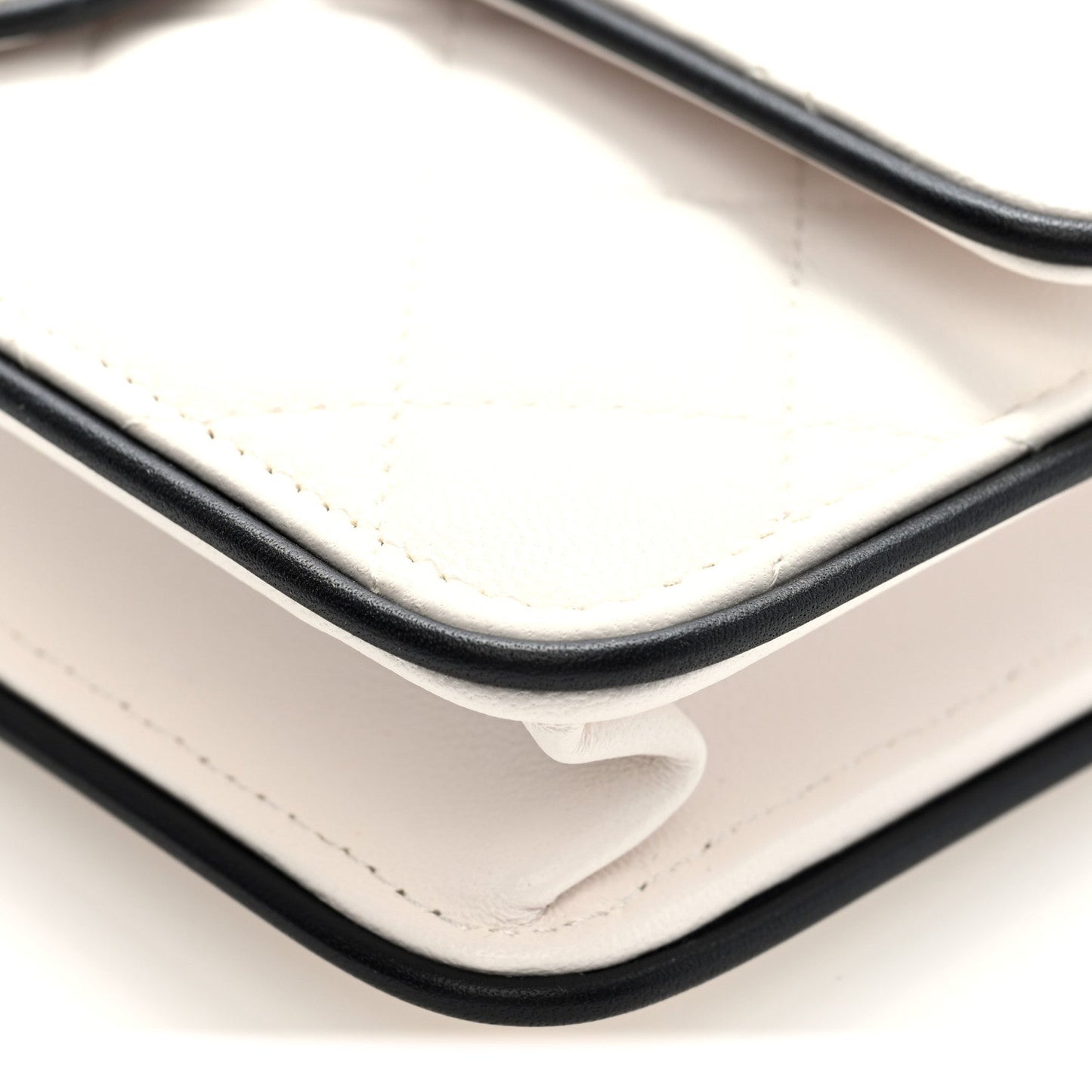 Lambskin Quilted Resin CC Mini Flap Bag White Black