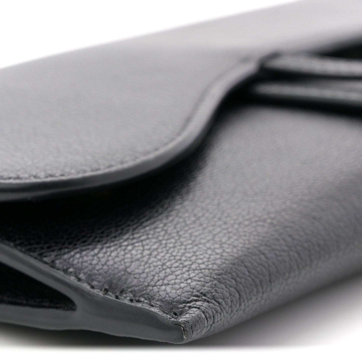 Goatskin Saddle Chain Wallet Pouch Black