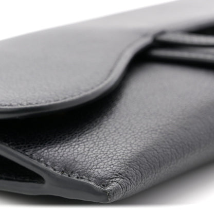 Goatskin Saddle Chain Wallet Pouch Black