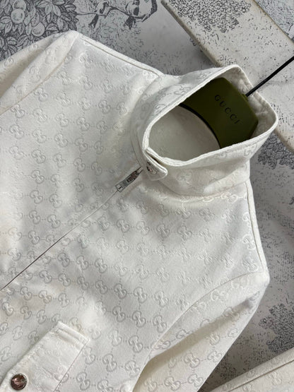 Gucci 25 Double G Denim Suit White Cotton