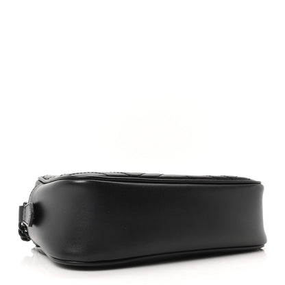 Calfskin Matelasse Monochrome Small GG Marmont Chain Shoulder Bag Black