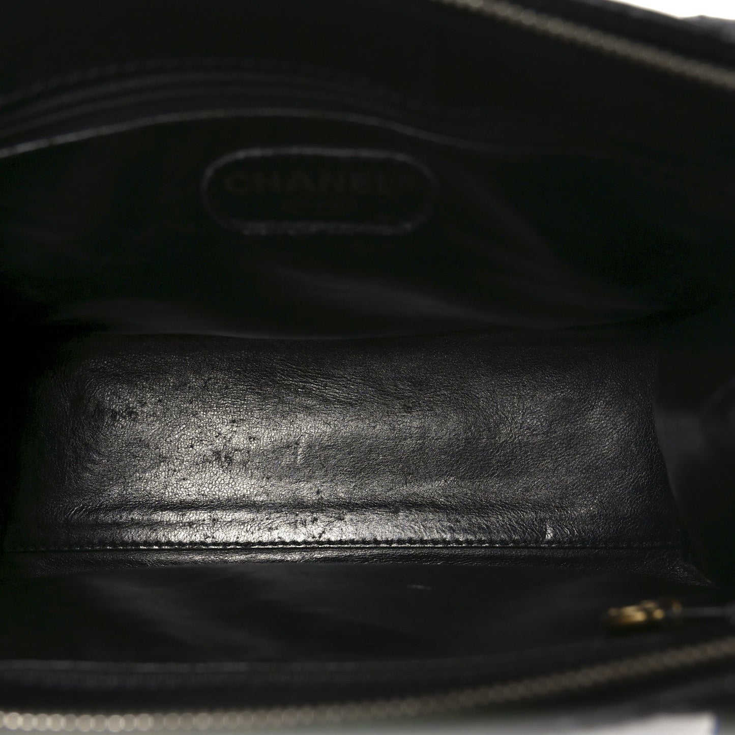 Grained Calfskin Logo Shoulder Bag Black