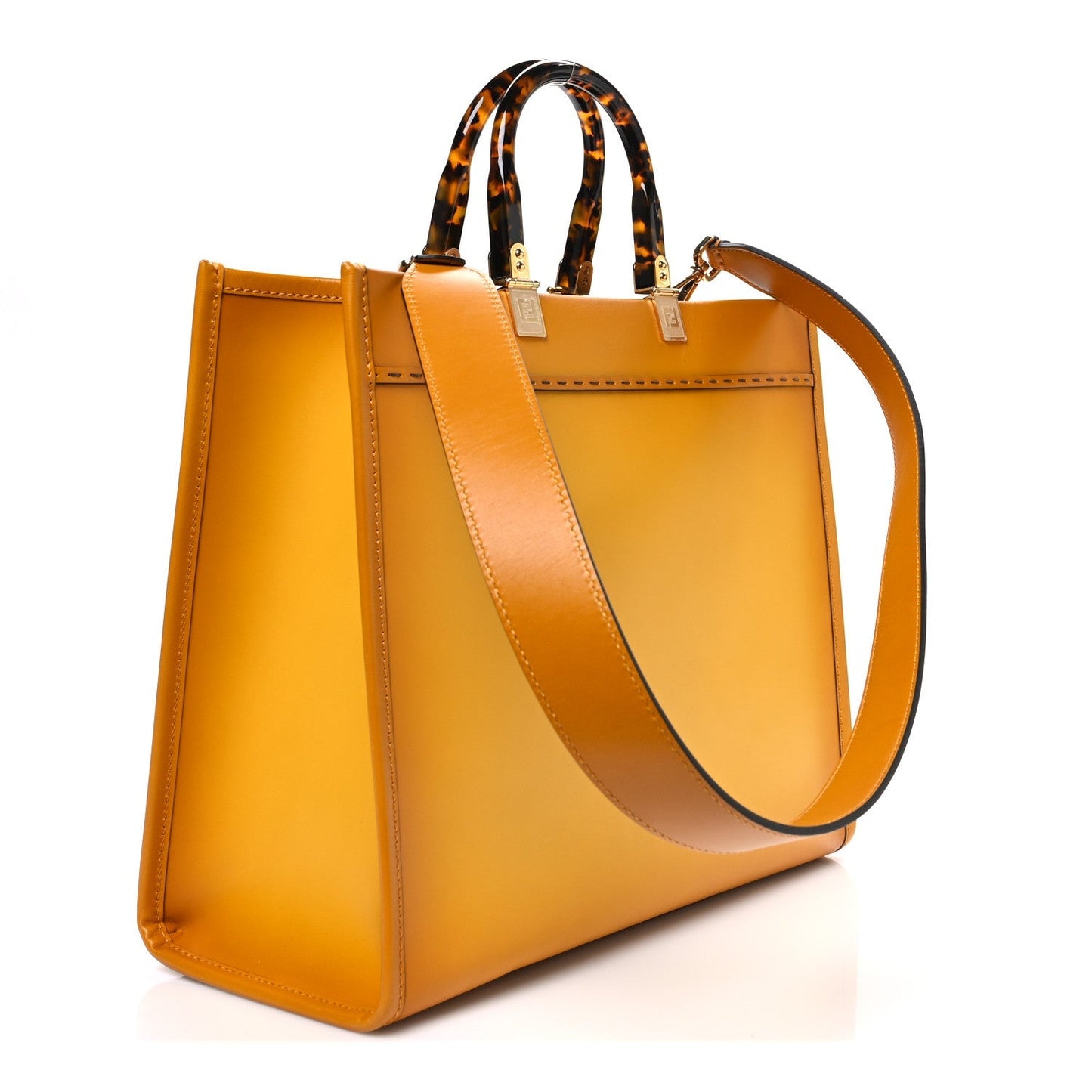 Vitello King Tamponato Plexiglass Medium Fendi Sunshine Shopper Tote Mimosa
