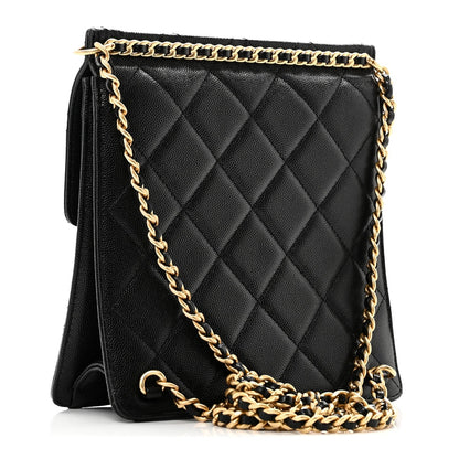 Caviar Quilted Multi Chain Backpack Black