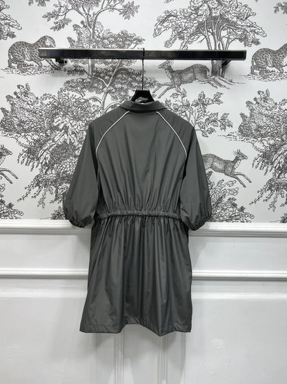 MIU 25S HOODED JACKET GREY IN NYLON 263119
