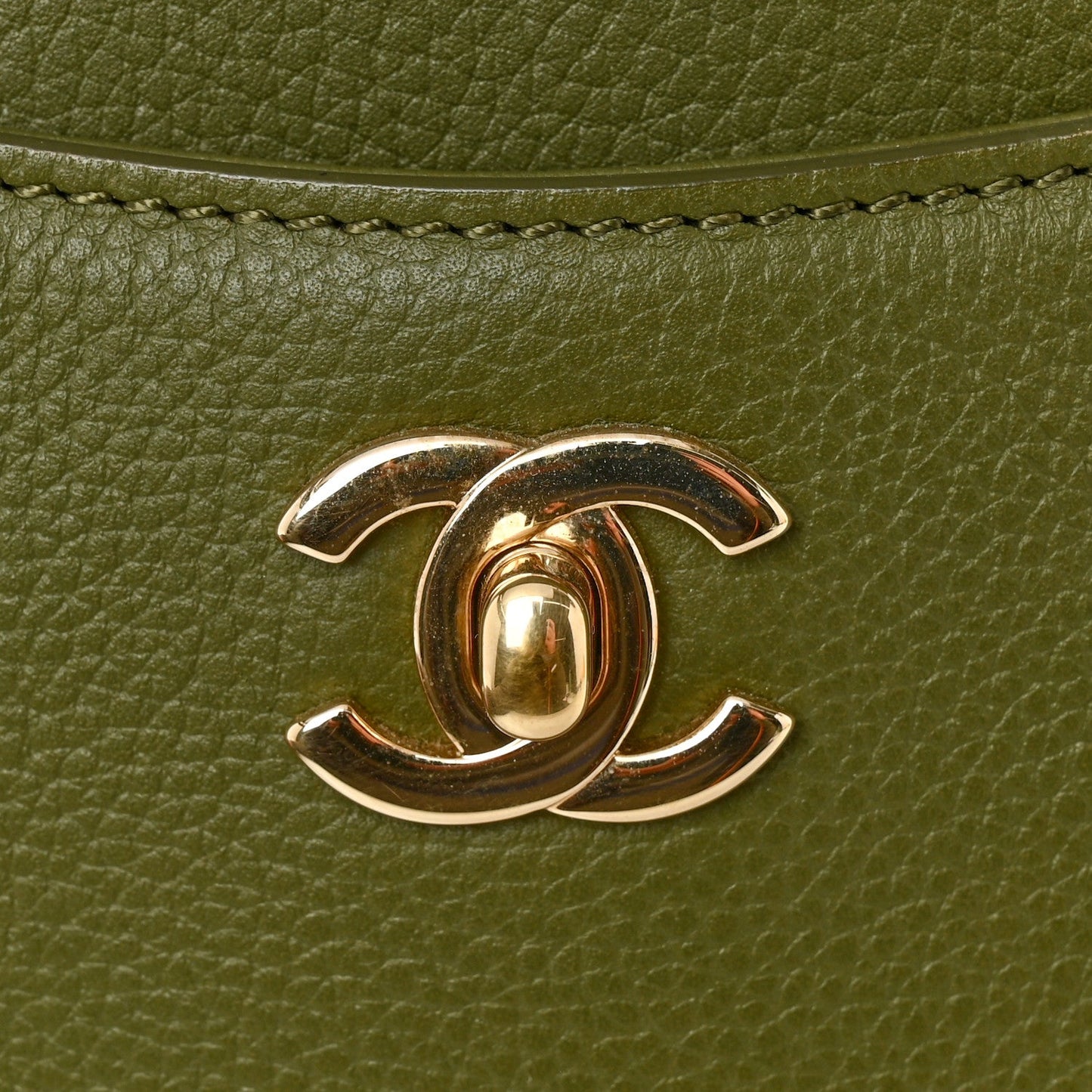 Grained Calfskin Mini Neo Executive Shopper Tote Khaki