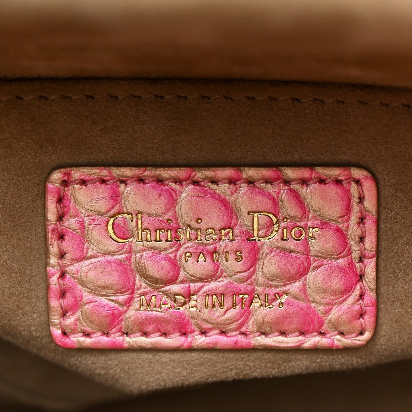Metallic Alligator Gradient Small Lady Dior Pink