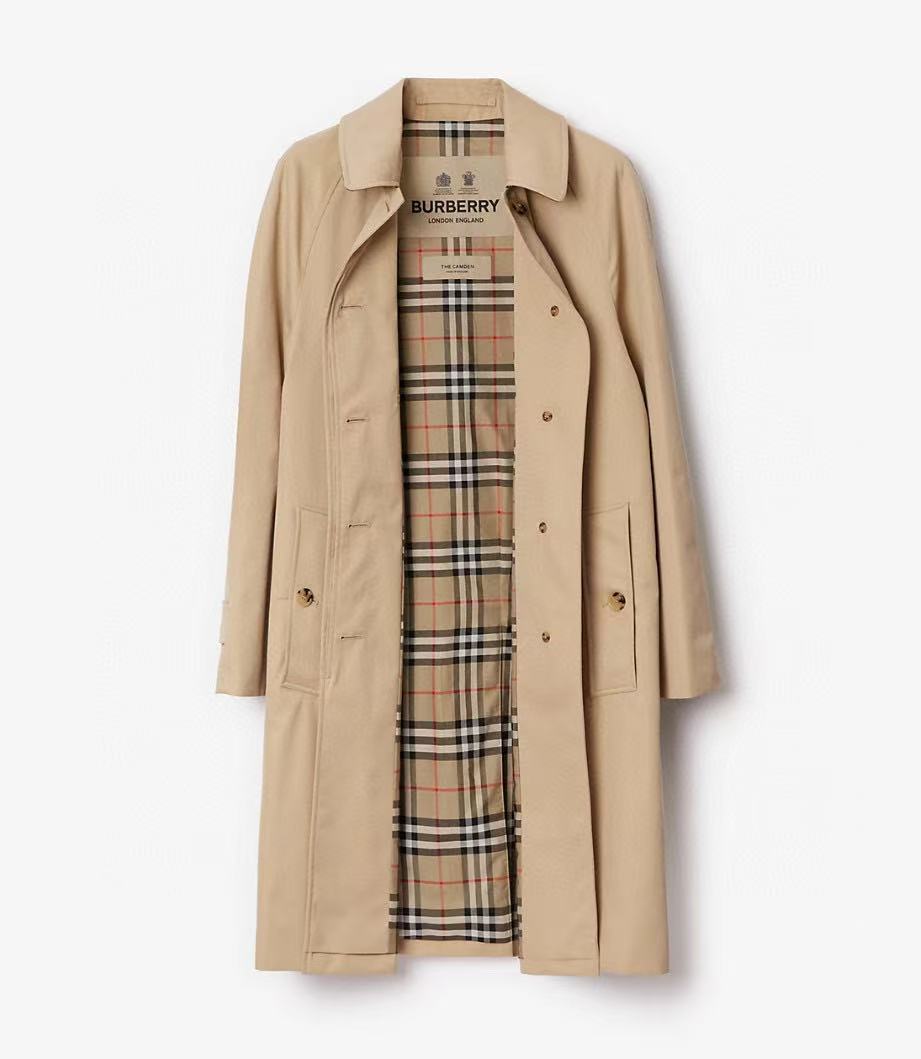 Burberry Gabardine Mid-Length Camden Heritage Car Beige Coat