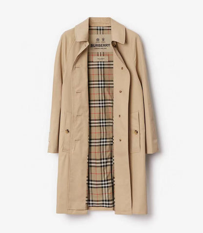 Burberry Gabardine Mid-Length Camden Heritage Car Beige Coat
