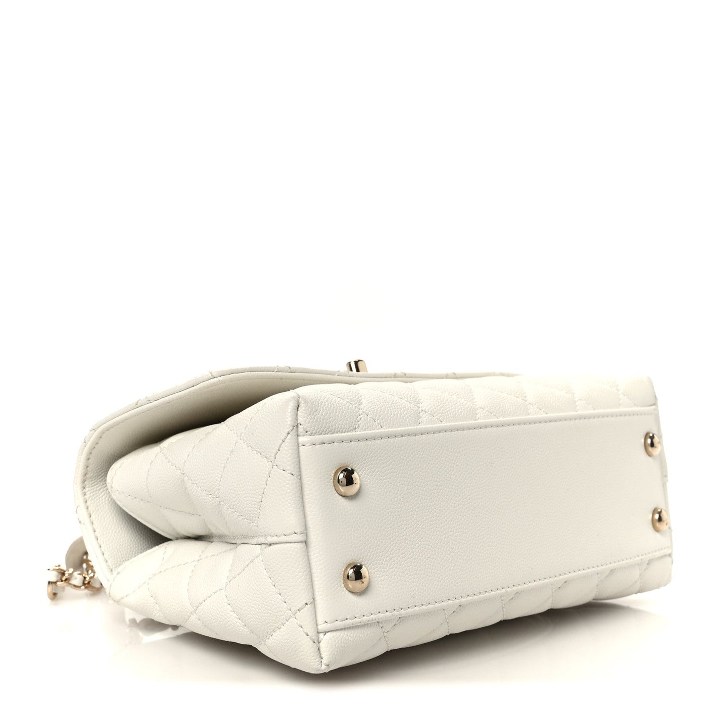 Caviar Quilted Mini Coco Handle Flap White