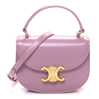 Shiny Calfskin Triomphe Mini Besace Clea Pastel Pink