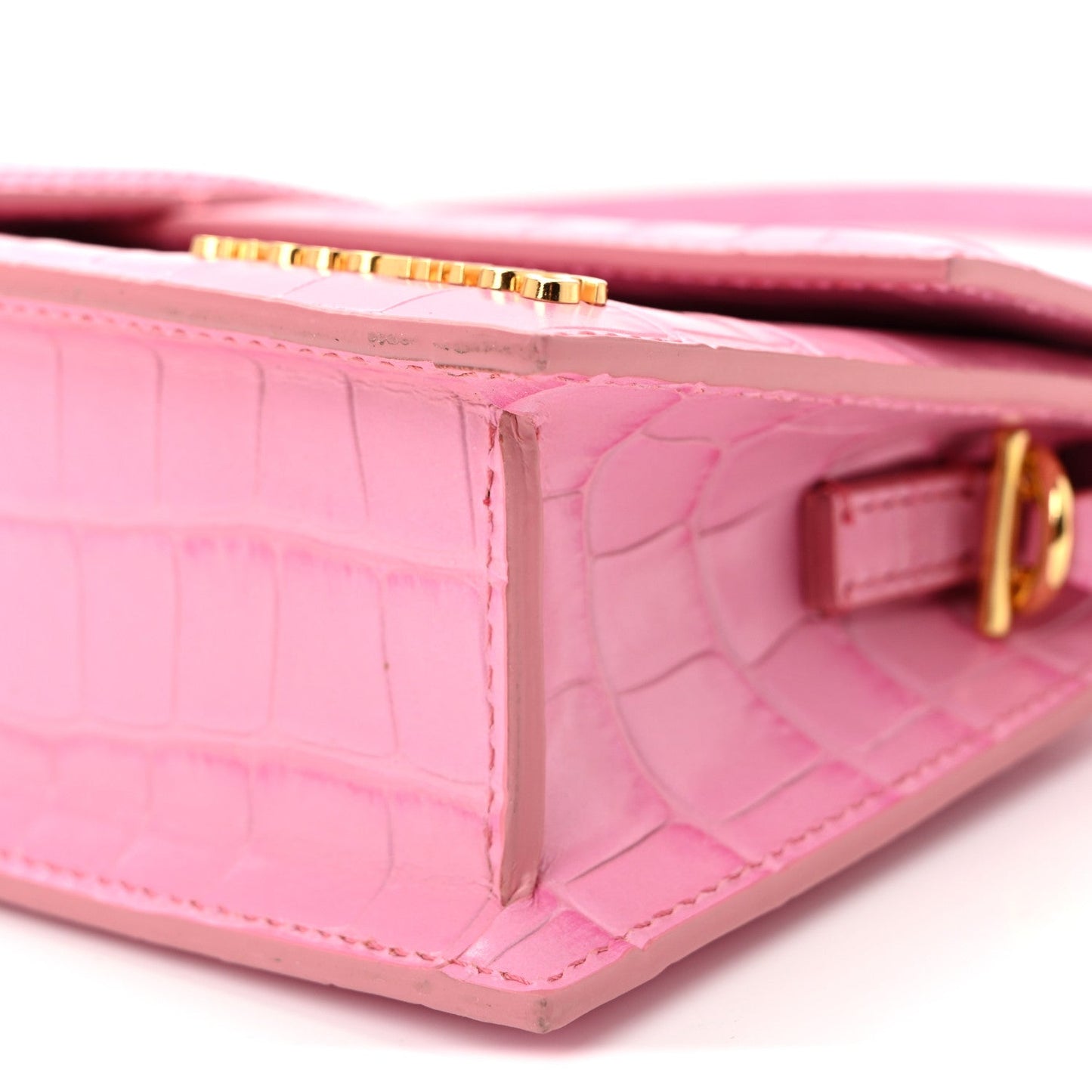 Calfskin Crocodile Embossed Le Bambino Long Pink